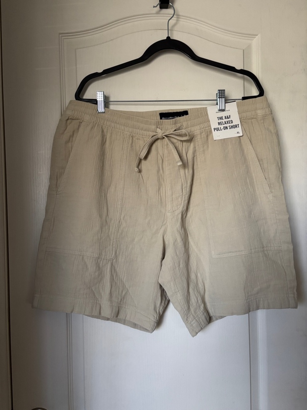 Abercrombie Women’s Linen Blend Pull On Shorts Relaxed Fit XL NWT Beige Summer